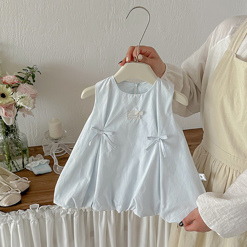 Girls' flower bud dress summer new sleeveless sweet beauty baby vest dress one year old summer dress
