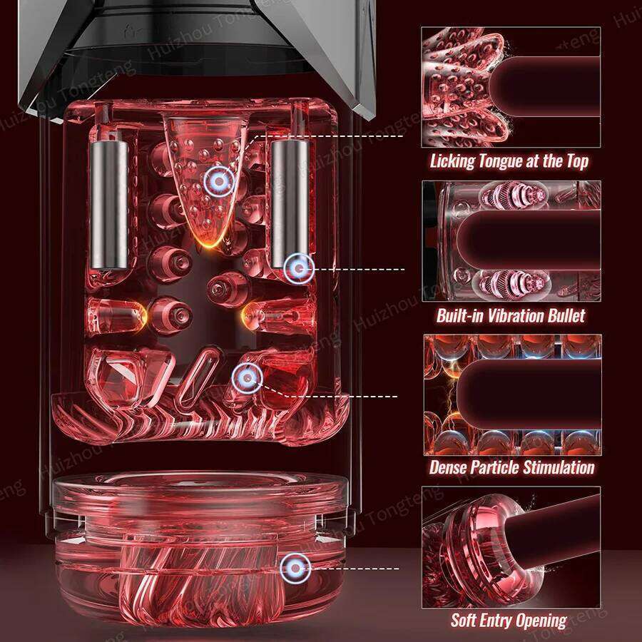 Automatic Male Masturbator Stroker with 7 Sucking Thrusting Rotating Licking Adult Pocket Pussy Mens Toy Blowjob Sex Machine W260305