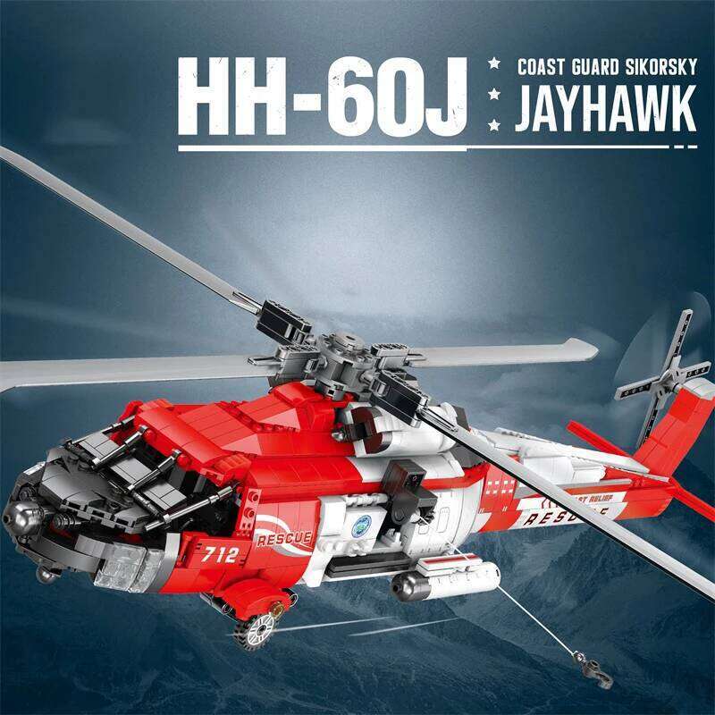 1093PCS HH-60J Black Hawk Building Blocks Military Coastal Helicopter Classic Model Bricks Toys Kids Holiday Gifts Z260305