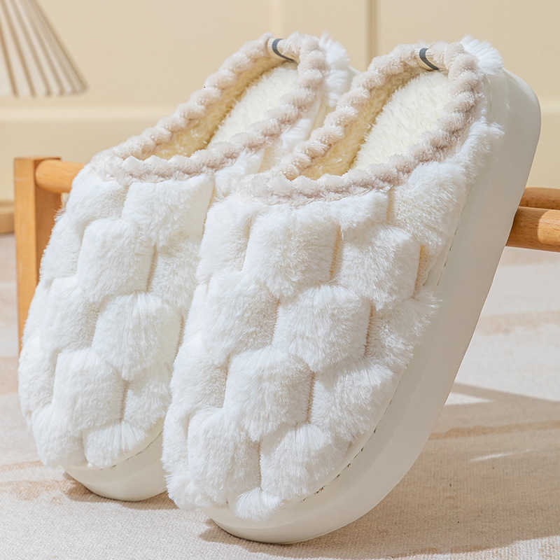 Womens Cotton Slippers for Spring Autumn and Winter Indoor Non-Slip Couples Home Warm Winter Furry Slippers for Men S260305