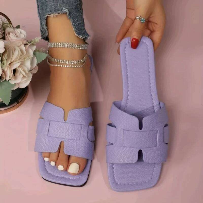 Plus Size Women's Trendy Knitted Flat Bottom Casual Couple Beach Shoes Summer Outerwear Comfortable Sandals for Women