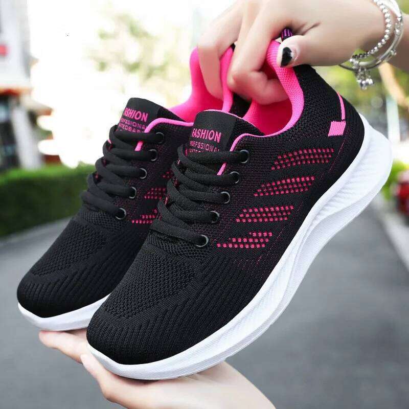 Litfun Women Casual Flats New Mesh Low-Top Running Soft Comfortable Sneakers Hollowing Breathable Flat Sports Shoes