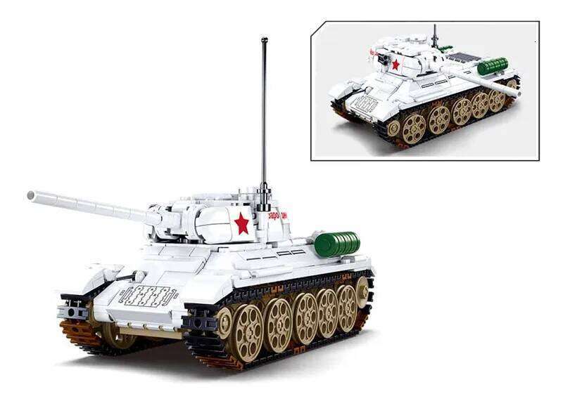 Sluban 518PCS WW2 Military T34-85 Medium Tank Building Blocks Set with Soldier Figures Educational Toy for Children Z260305