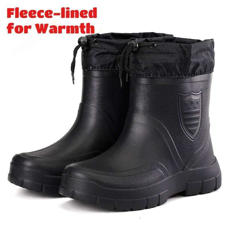 Large Size Autumn Winter Fashionable Cotton Low Cut Fleece Lightweight Waterproof Windproof Anti Slip Warm Rain Boots