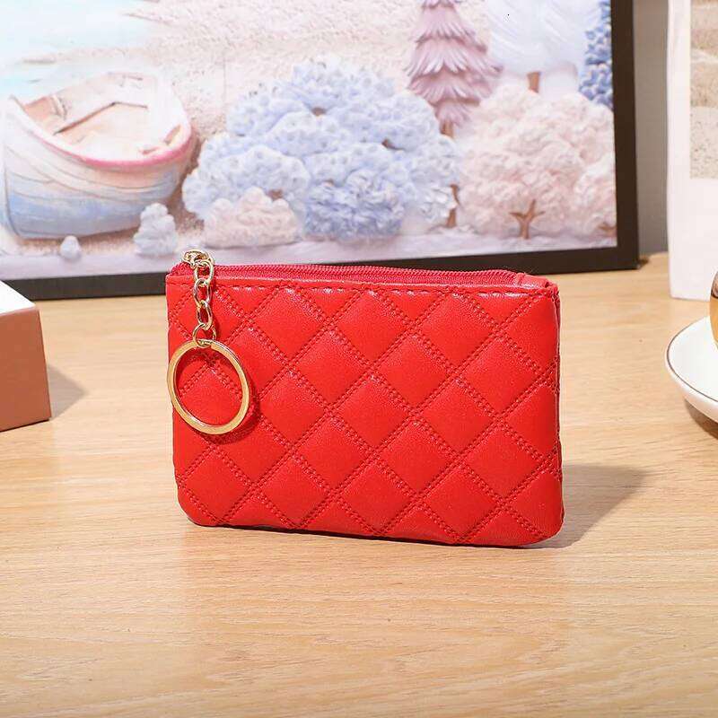 Key Storage Bag High Quality Women Mini Coin Purse Luxury Designer Plaid Leather Small Zipper Wallet New Vintage Keychain C260304