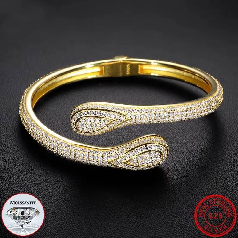Unisex Luxury Moissanite Bracelet 925 Silver Fine For Women Men Hip Hop Jewelry