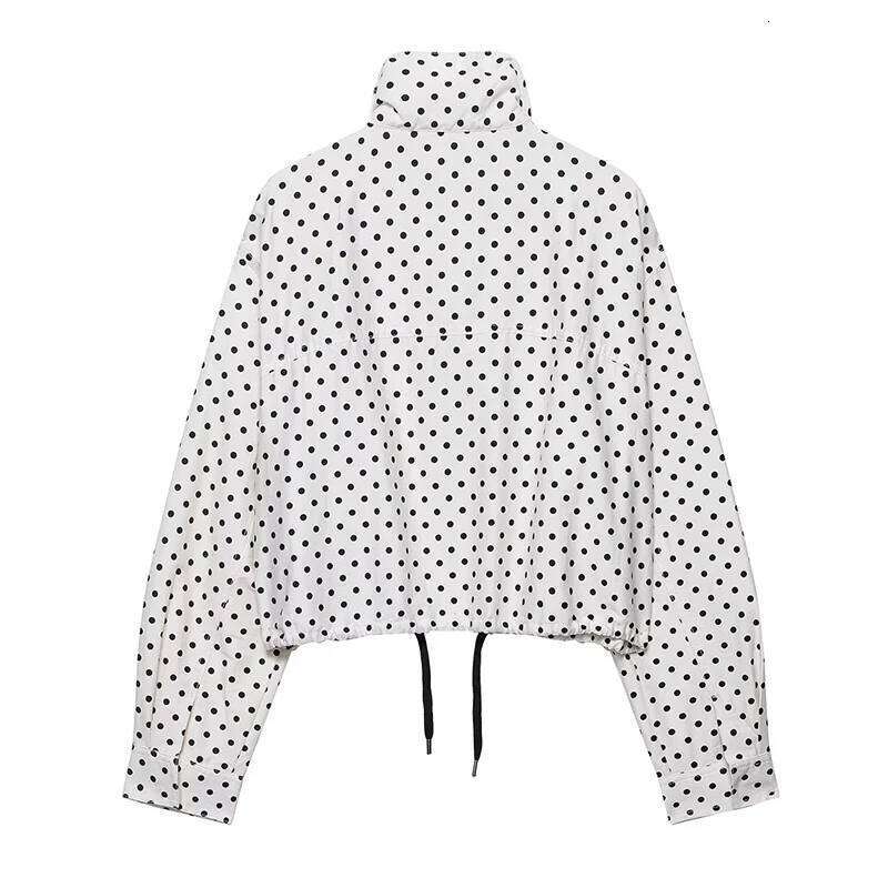 Polka Dot Print Short Coats Women's High Street Long Sleeve Jackets for Women 2026 Elegant Office Ladies Casual Outerwear