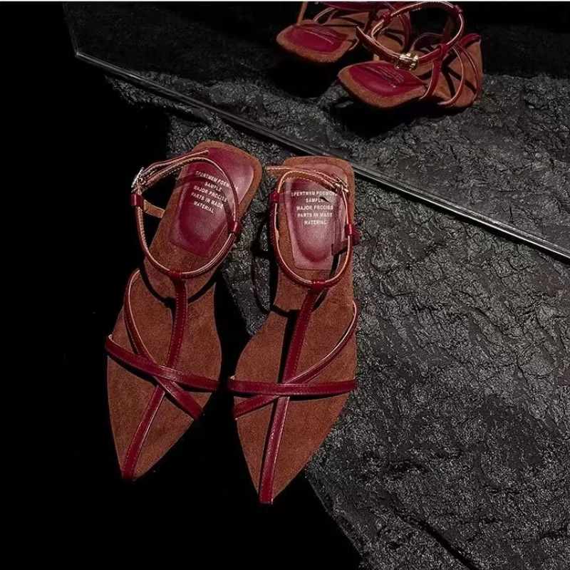 2026 Womens High-heeled Sandals Summer High-heeled Shoes Strap Slingback Feminine Wedding Sandals 260305