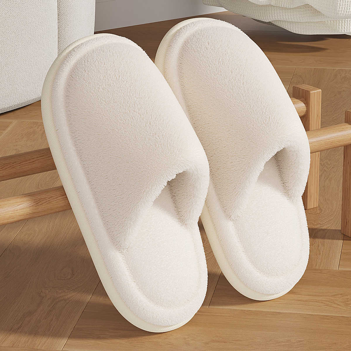 Womens cotton slippers for autumn and winter 2025 new indoor home silent non-slip warm plush slippers for men S260305