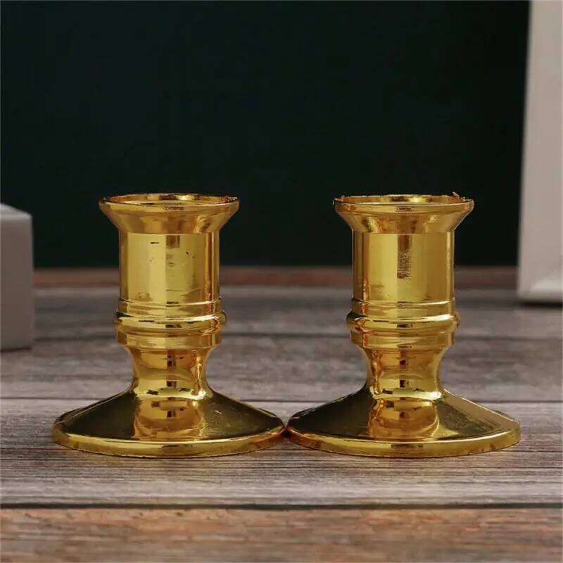 2pcs Taper Holders Candlestick Silver Gold Rod Wax Base Fits Wedding Banquet Art Deco Candle Holder Home Decor XJ260305