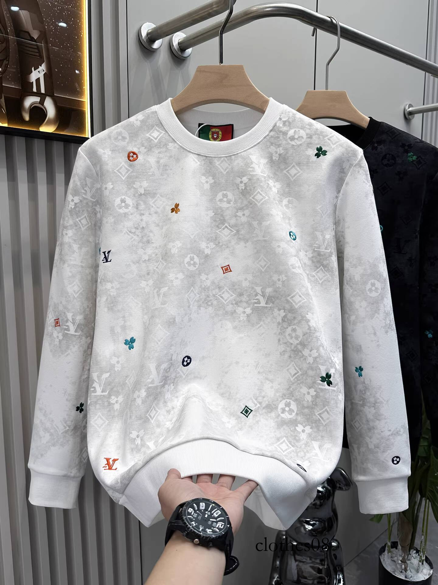 men hoodie European-style high-end fashion embroidered casual pullover sweatshirt for men, trendy brand, 2025 autumn new long-sleeve base shirt