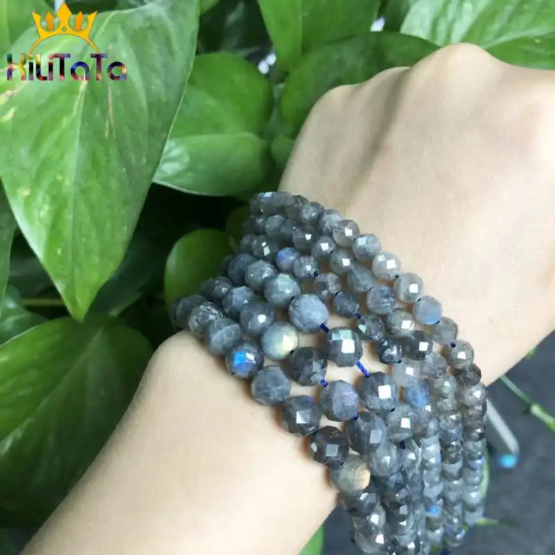 Natural Grey Labradorite Beads Faceted Loose Stone Beads For DIY Making Bracelet Necklace Jewelry Accessories 75 6mm/8mm 260302