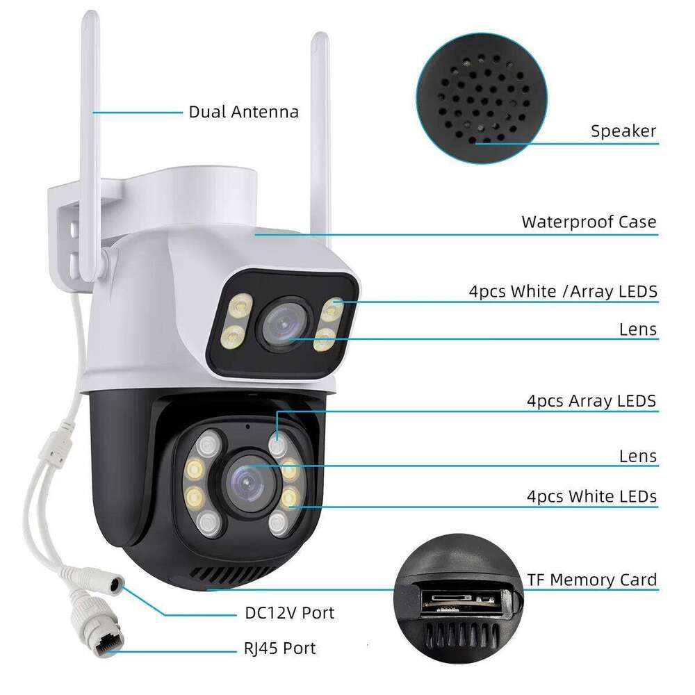 Hiseeu 4K 8MP PTZ Wifi IP Camera Dual Lens 5X Zoom AI Human Detect Wireless Surveillance CCTV Cameras Security Protection 26W0306