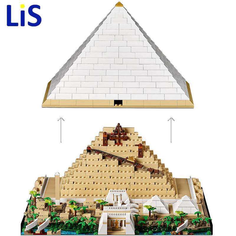 The Great Pyramid of Giza Model City Architecture Street View Set Moc Building Blocks 21058 DIY Assembled Toys Z260306