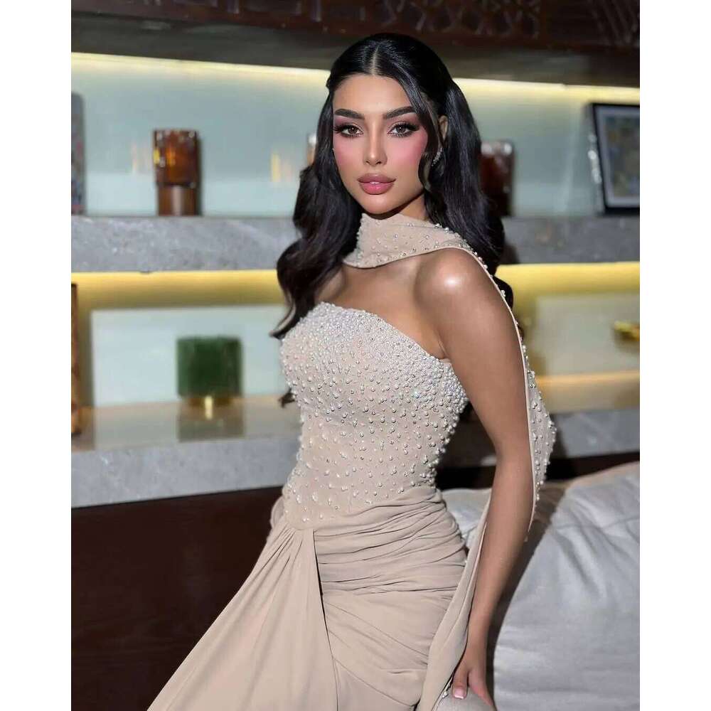 Customized Mermaid Prom Strapless Pleated Beadings Floor Length Special Banquet Vestidos De Fiesta Evening Dresses
