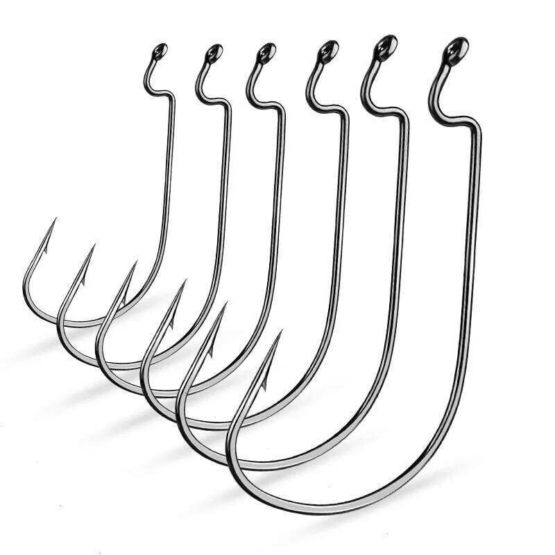 10pcs/Lot Soft Worm High Carbon Steel Wide Super Lock Fishhooks Lure Softjerk Hooks 8#-5/0 Fishing Tackle S260305