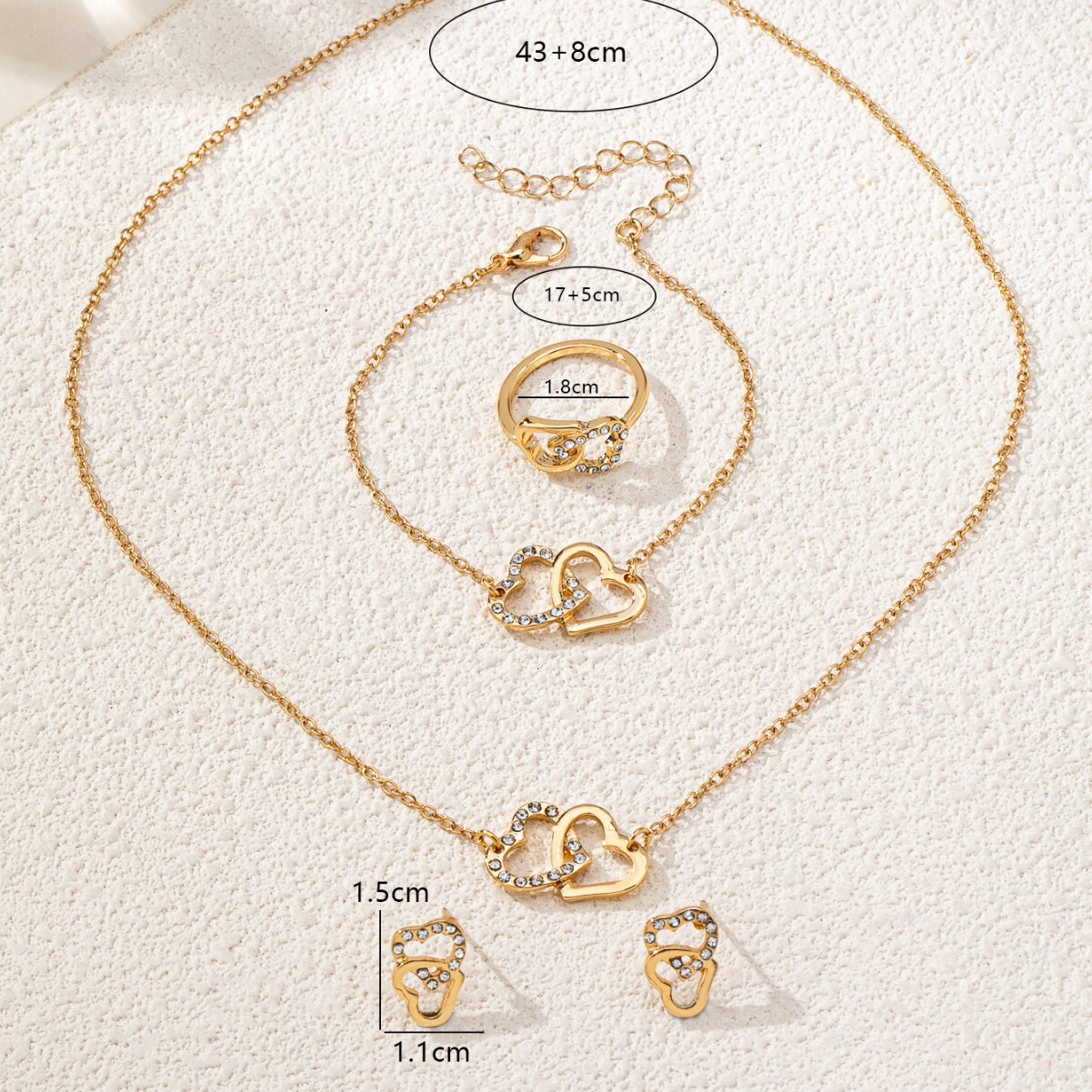 High-End Fashion Exquisite Jewelry Jewelry Set Fashion Elegant Personality Necklace Earrings Ring Set Commuting Evening Accessories European And Ameri