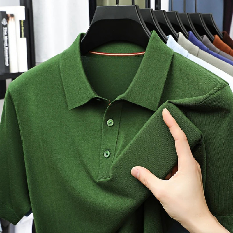 Mens Lyocell Polo Shirt - Summer Essential 100 Breathable Tencel Wrinkle-Free Eco-Friendly Soft Handfeel 17 Colors Available 260304