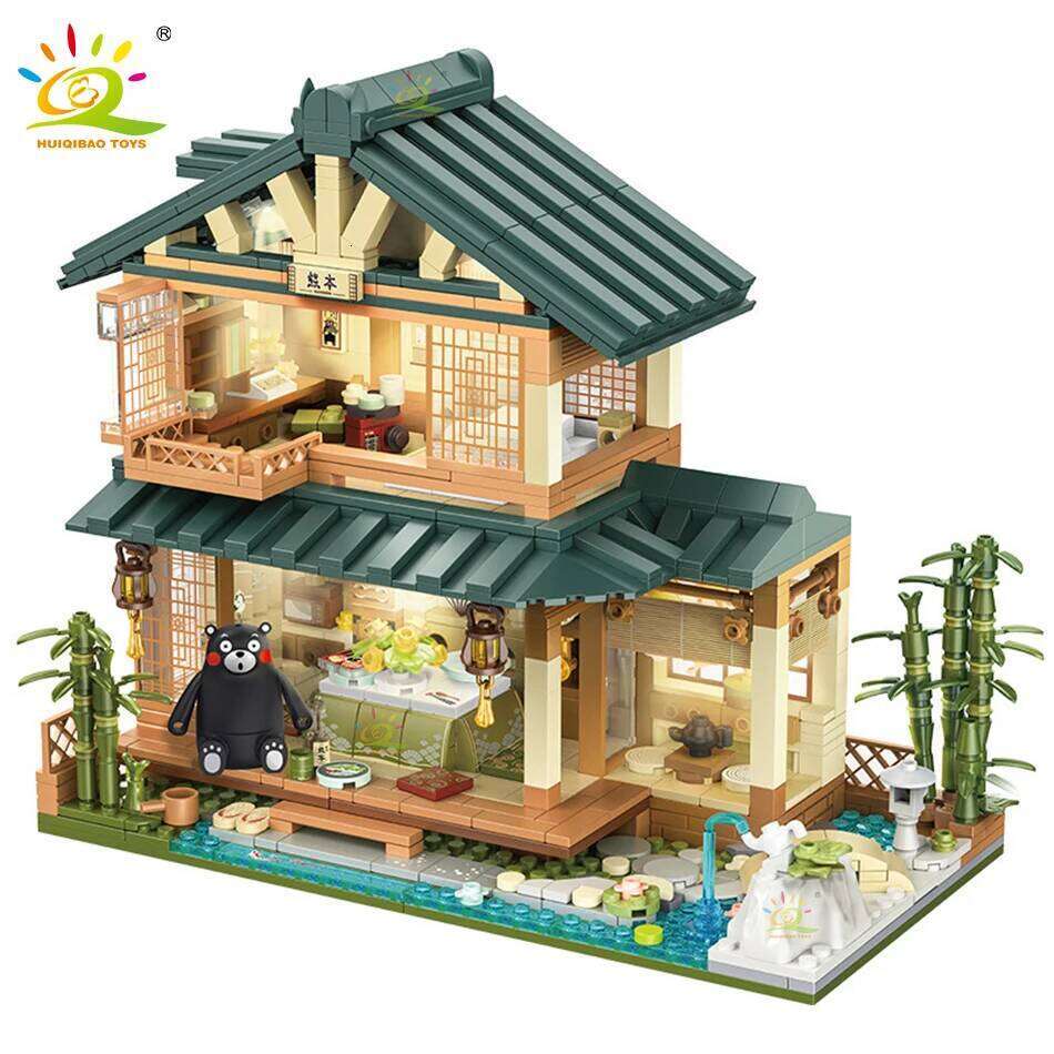 HUIQIBAO 1099PCS City Japanese Street View House Tatami Room Model Building Blocks DIY Architecture Bricks Toys for Children Z260305