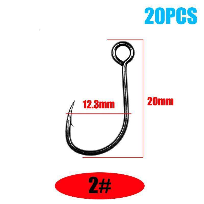 20Pcs Hook Fishing Ring Carbon Steel Single Tackle Box Worm Spoon Jig Hooks With Big Eyes Fishhook Y260305
