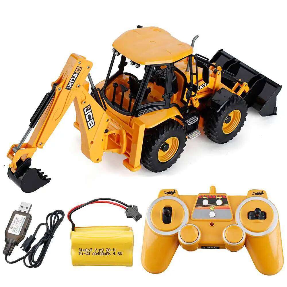 Double E E589 RC Excavator 1/20 2.4G 11CH Remote Control Cars Trucks Backhoe Loader Light Sound Construction Truck JCB Model C260305