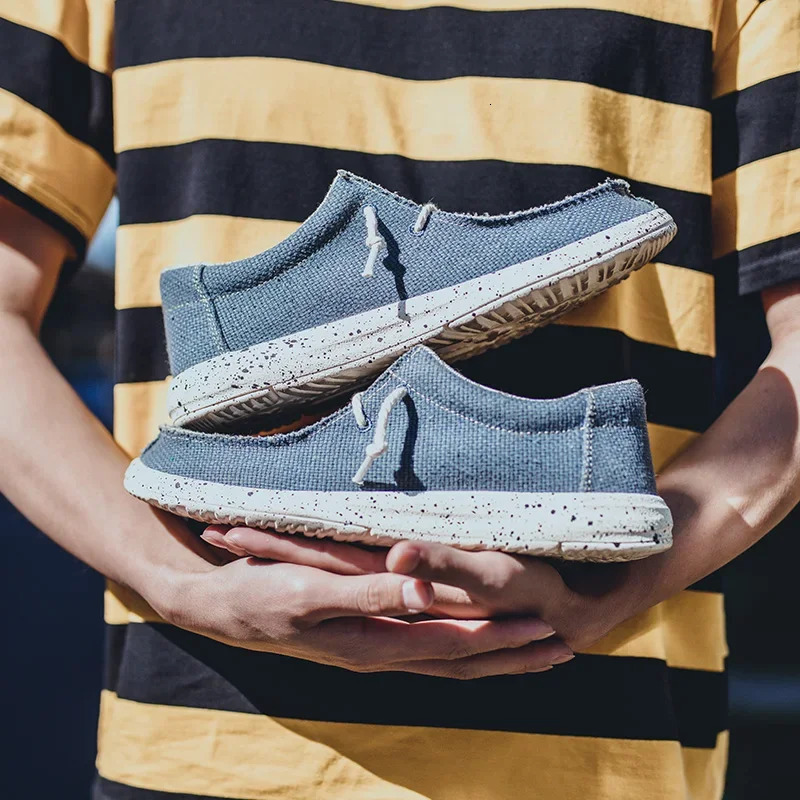 Summer Mens Canvas Shoes Denim Sneakers Mens Canvas Shoes Breathable Moccasins Vulcanized Shoes Mens Sneakers Shoes Plus Size 260305