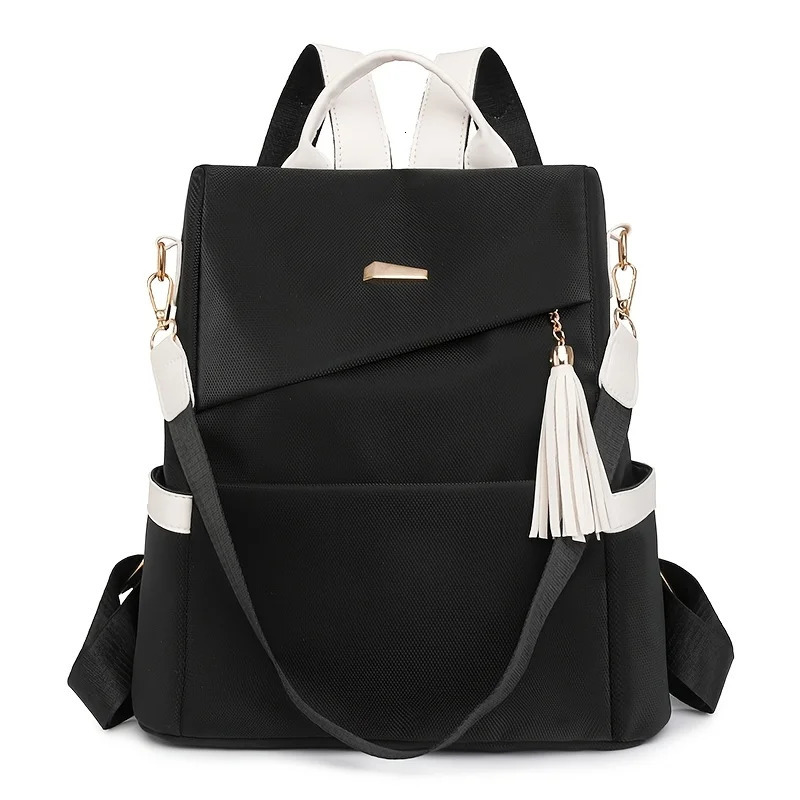 Travel Essentials Elegant Womens Anti-theft Lightweight Backpack Chic White with Pink Accents260228