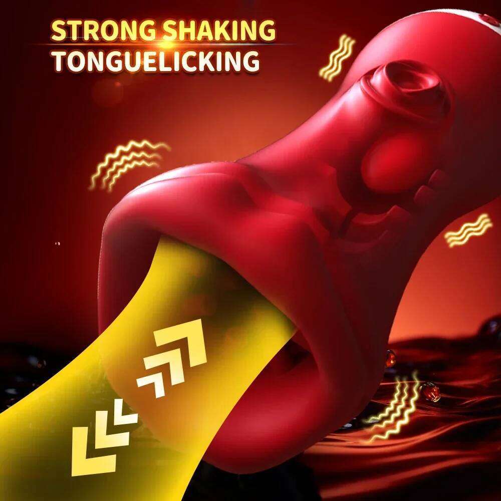 Deep Throat Male Penis Training Cup Tongue Licking Vibrator Blowjob Sex Toys Mens Glans Stimulation Exercise Masturbator for Men W260305