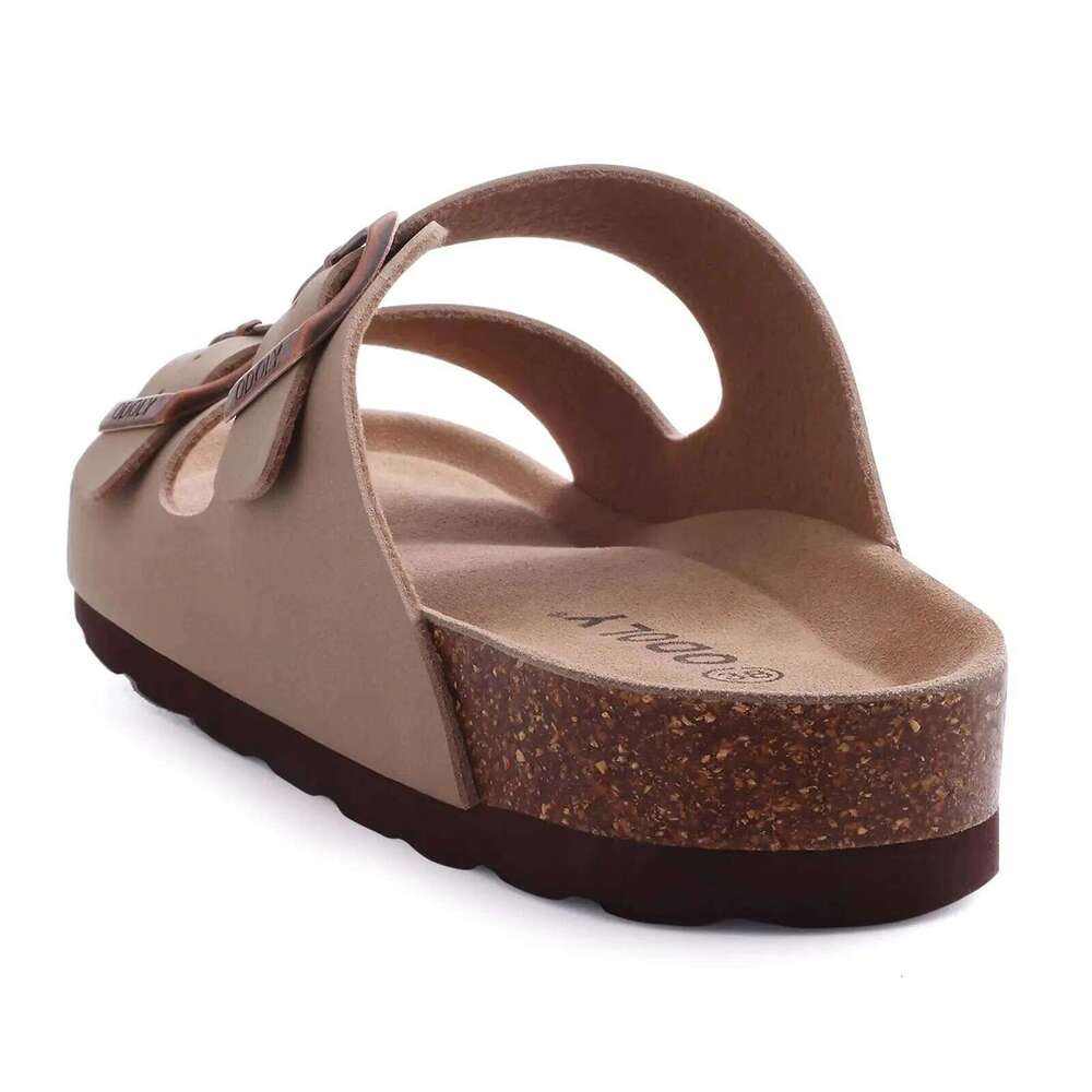Litfun Fashion Double Buckle Clogs Slippers For Women New Suede Flat Mules With Arch Support Unisex Outdoor Cork Beach Sandals