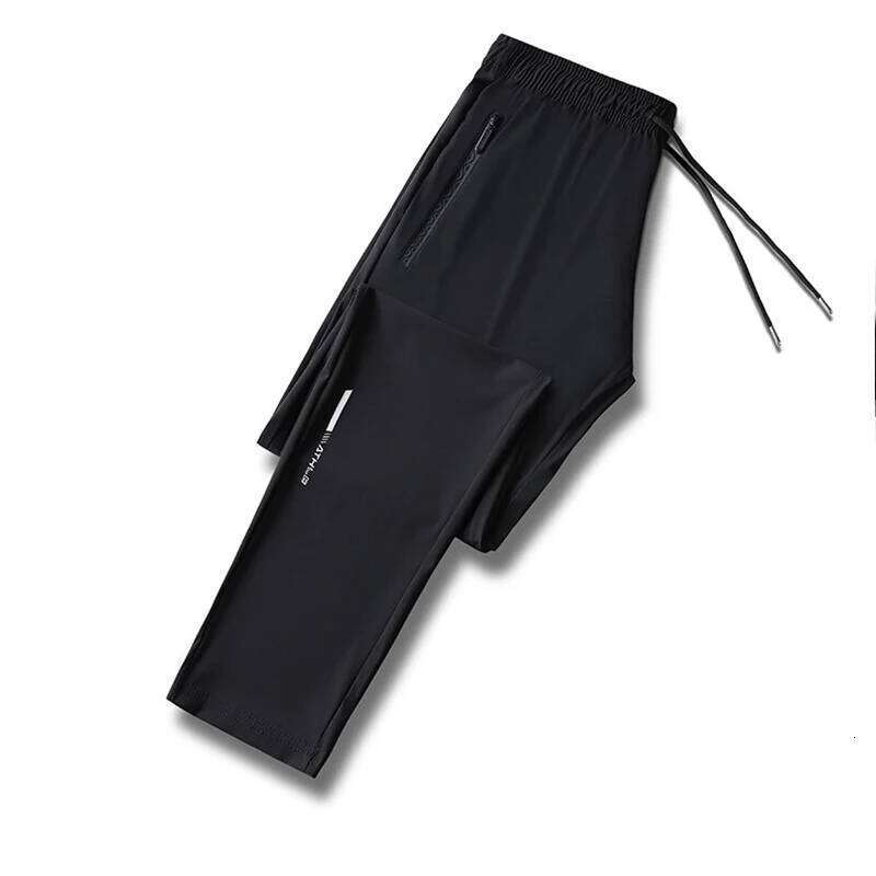 Quality Ice Silk For Men's Summer Slim New Loose High Elasticity Quick Drying Outdoor Running Casual Pants