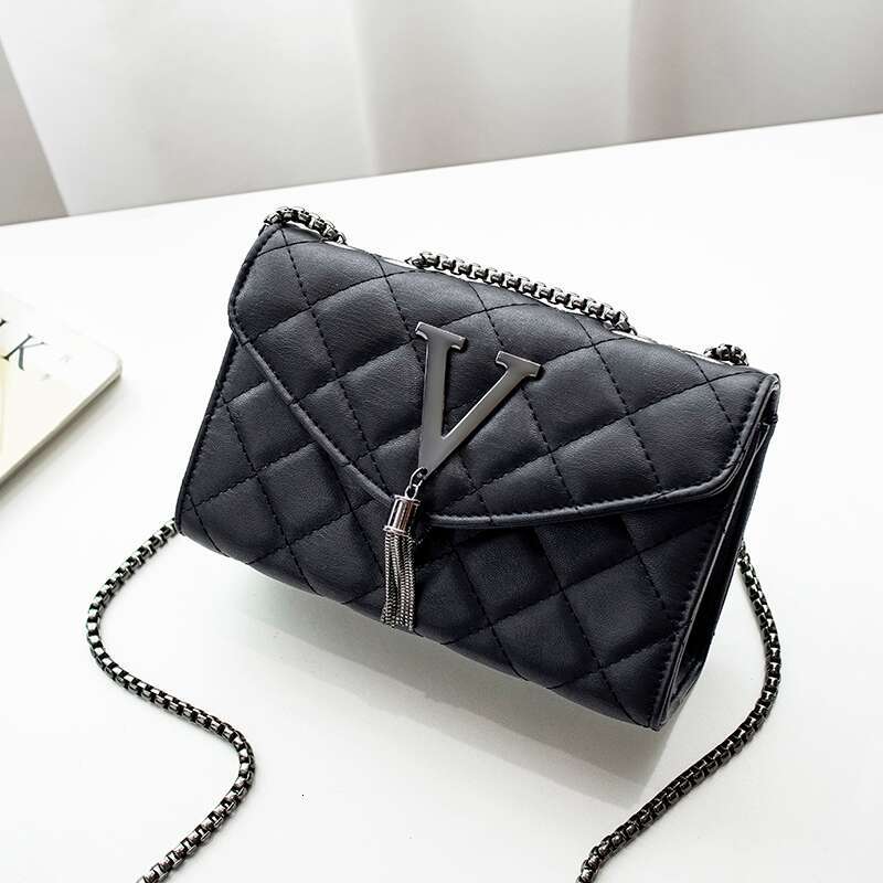 Kingsons Black Luxury Handbags And Purse Women PU Leather Messenger Shoulder Plaid Female Crossbody Bag Tassel Quilted Brand XIU LAI SI