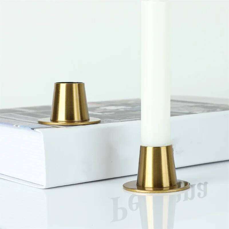 1pcs Gold/Black Metal Candle Holders Taper Candlestick 5cm Column Plate Minimalist Vintage Decor Dinner Table Wedding Party XJ260305