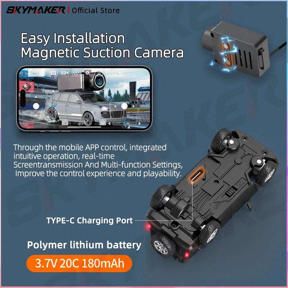 WLtoys 1/64 With WIFI Camera 6406-C 6406 720P FPV 2.4GHz Led Ambient Lights Mini RC Car Toys for kids Adult Gift C260305