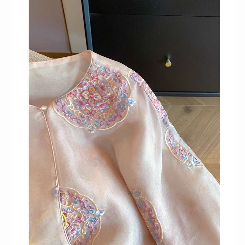 Mardi Hefxessdr New Chinese Embroidery Thin Loose Comfortable Beautiful Shirt Women's Spring Style Niche Temperament Top Chinese style shirt wome