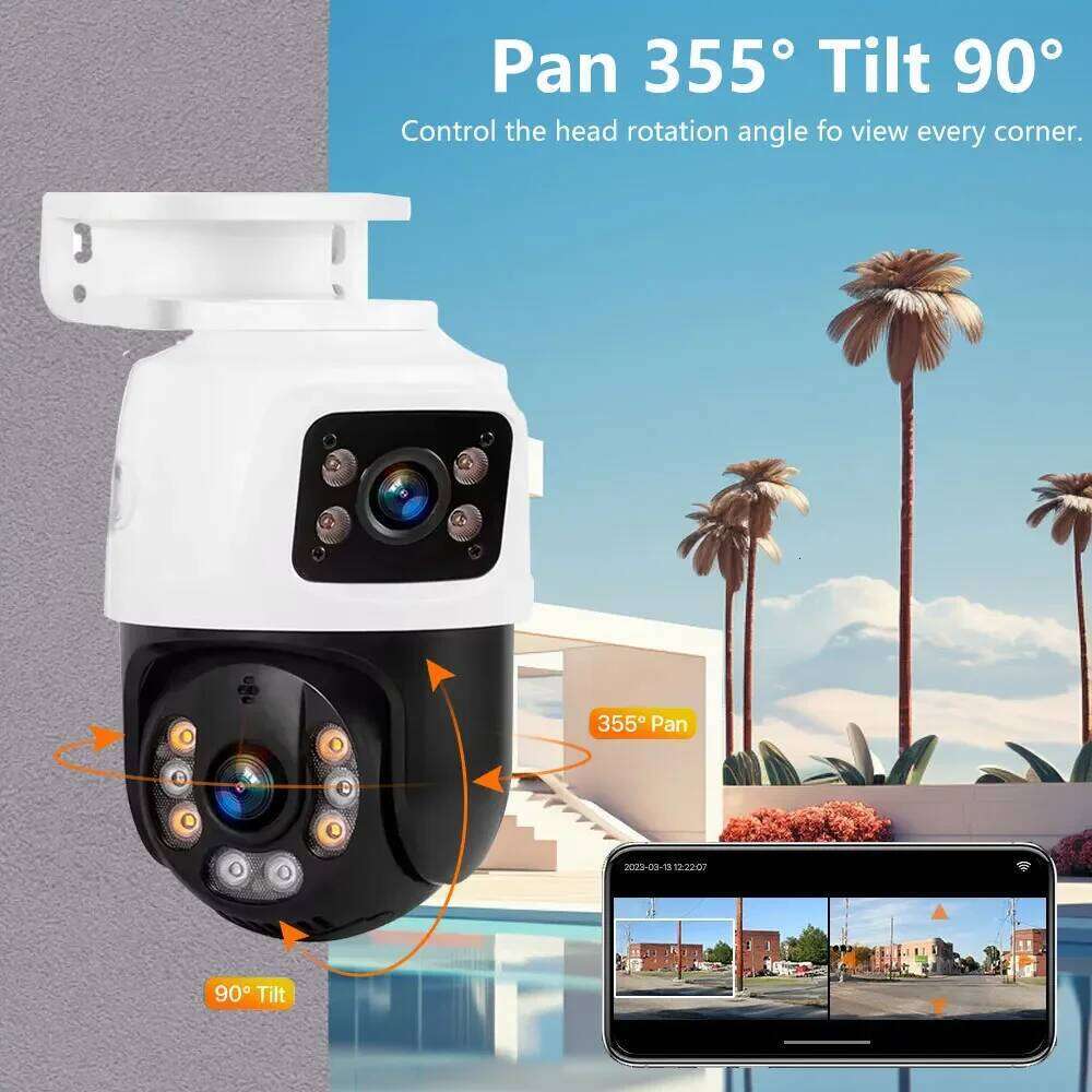Dual Lens 8MP 4K POE PTZ IP Camera Outdoor Video Surveillance CCTV Cameras For Xmeye NVR Two Way Audio Human Detection 26W0306