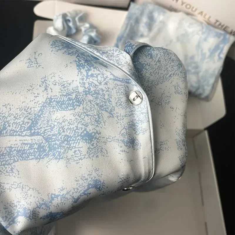1Set New Ice Silk Women Pajama Lapel Button Cardigan Outfits for Women Fashion Printing Set Clothes for Women Y260306Ab - view 6