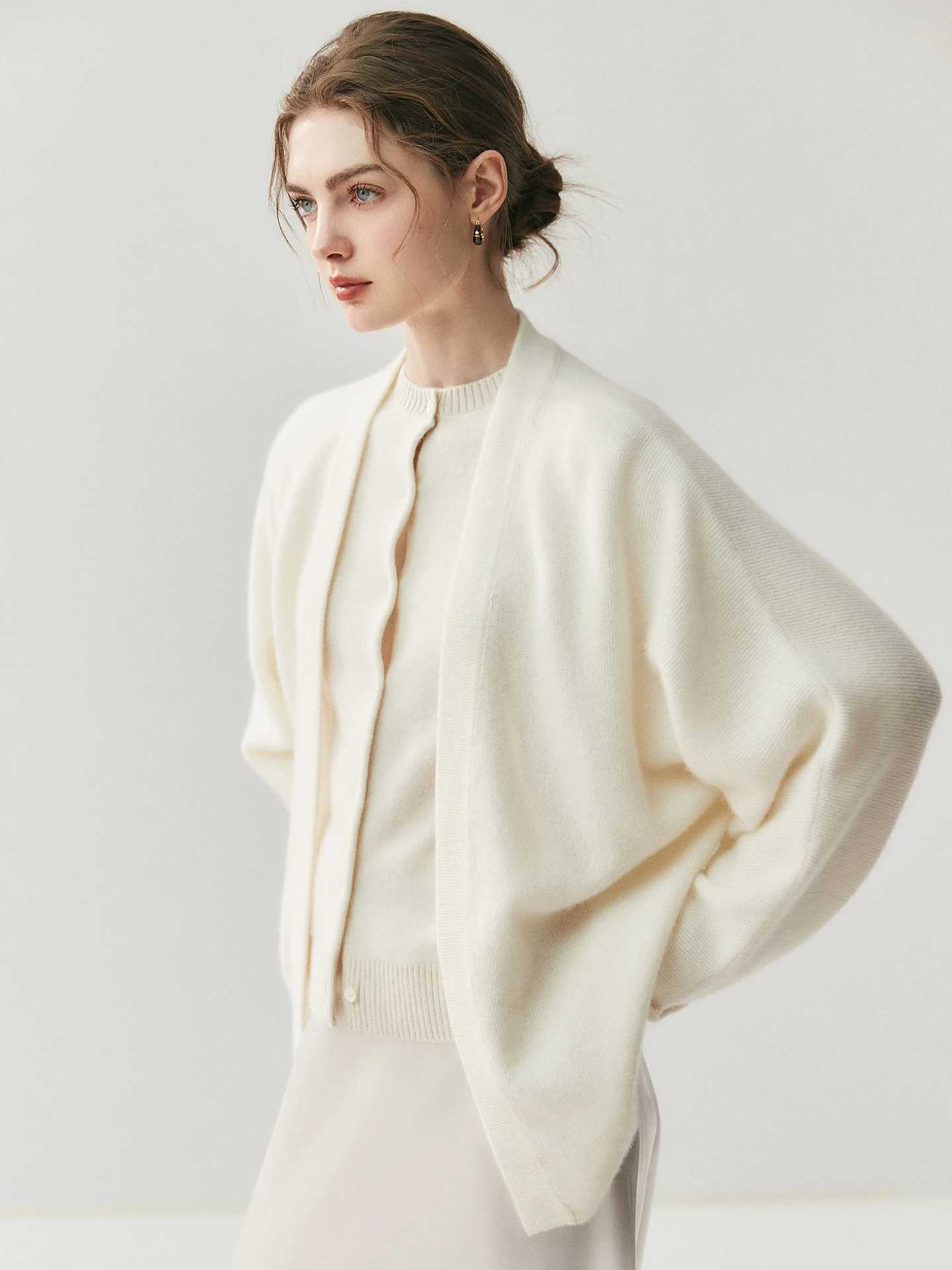 Lazy and extravagant cashmere ladies Joker V-neck coat knitted loose sweater cardigan M260306