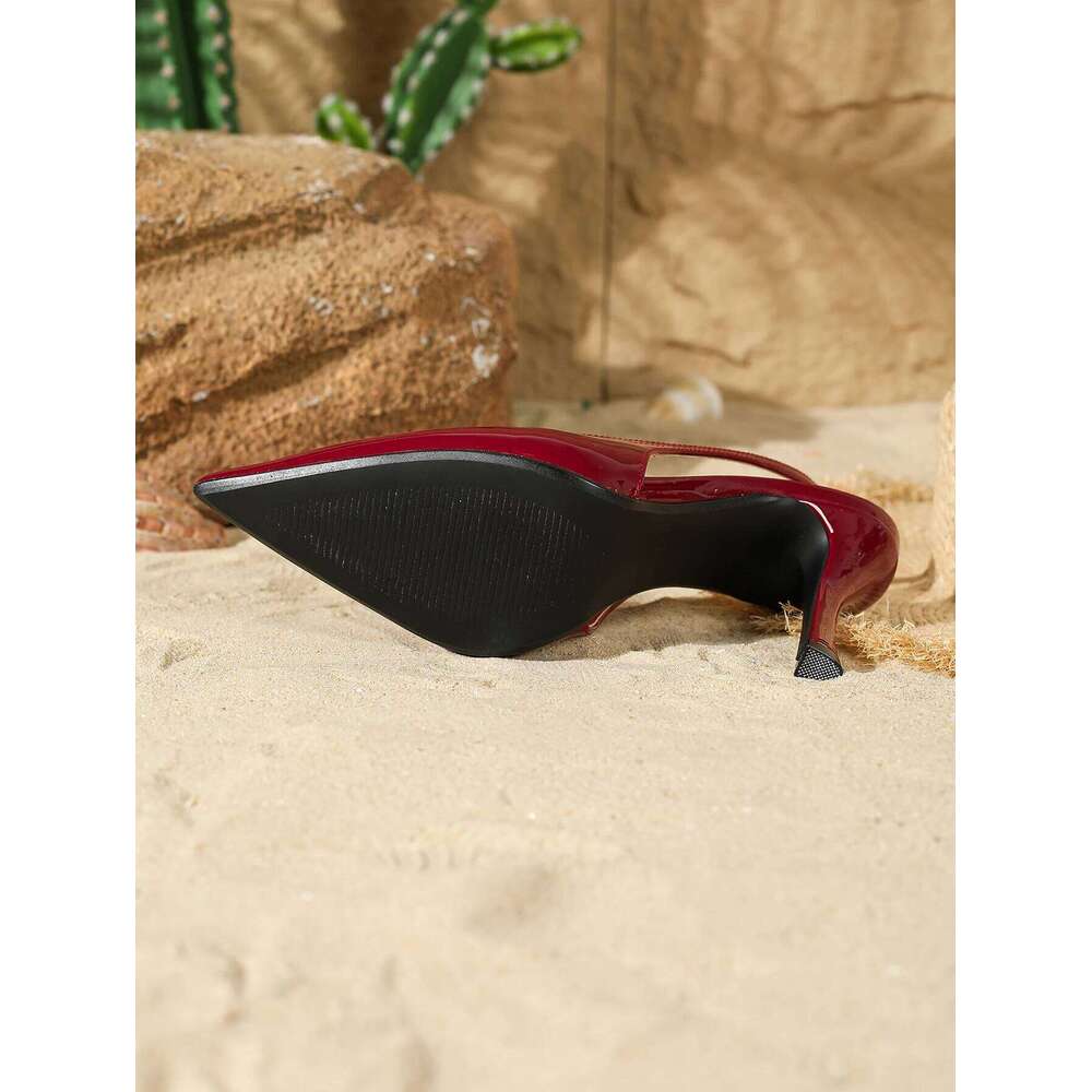 Ladies' Fashion Elegant Patent Leather Pointed-Toe Stilettos, Comfortable Simple and Versatile Thin High Heels
