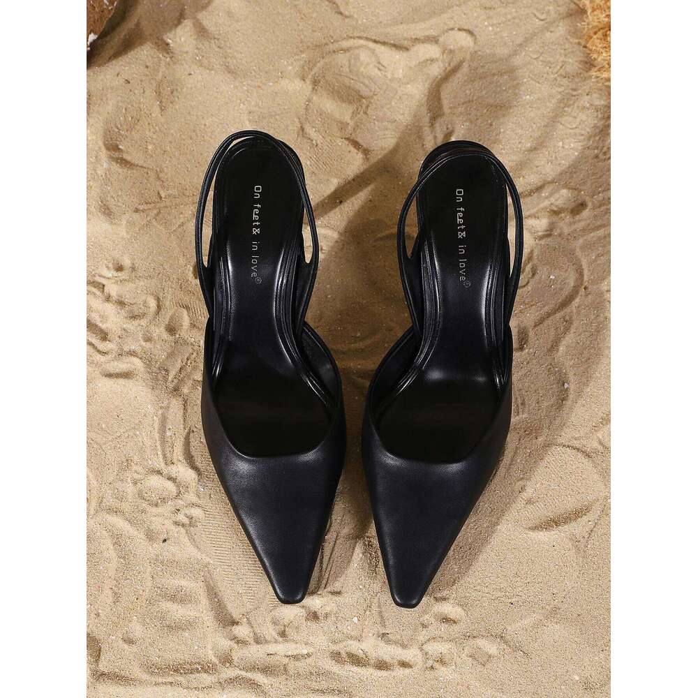 2025 New Women's Sandals Fashion Buckle Design Summer Elegant Pointed-Toe High Outdoor Banquet Open-Back Heels