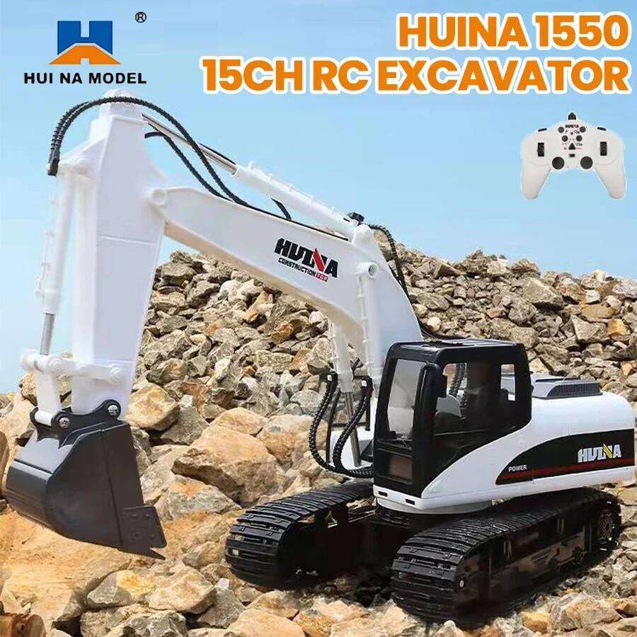 Huina 550 535 Rc Excavator 1/14 15Ch Remote Control Cars Trucks Alloy Construction Engineering Vehicle Electric Toys for Boys C260305
