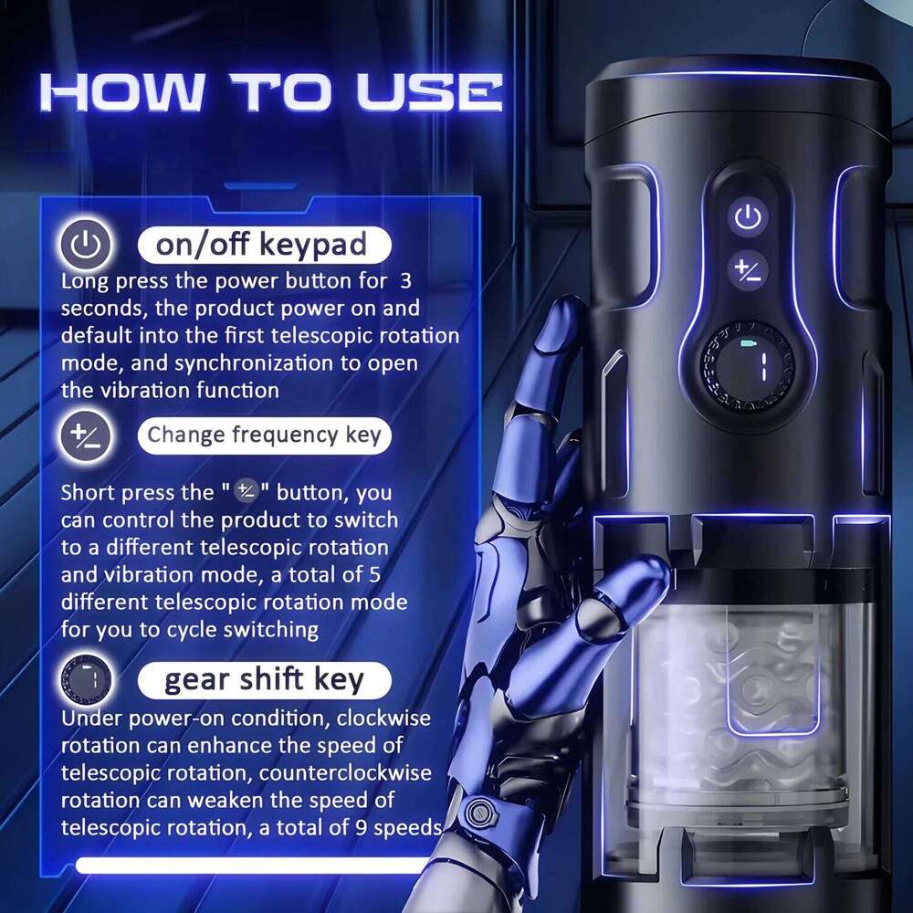 Automatic Telescopic Male Masturbator 9 Thrusting Rotating Modes Pocket Pussy Blowjob Sex Machine Penis Pump Piston Mastubator W260305