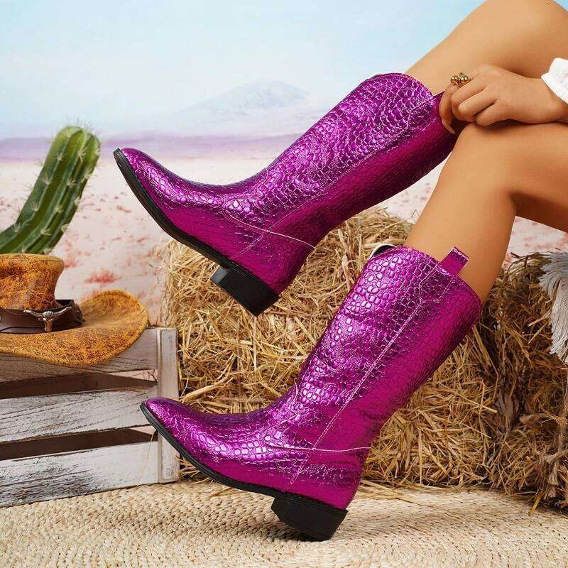 2025 Autumn/Winter New Wide Leg Boots, Women's Thick Heel Knee length Fashion Boots