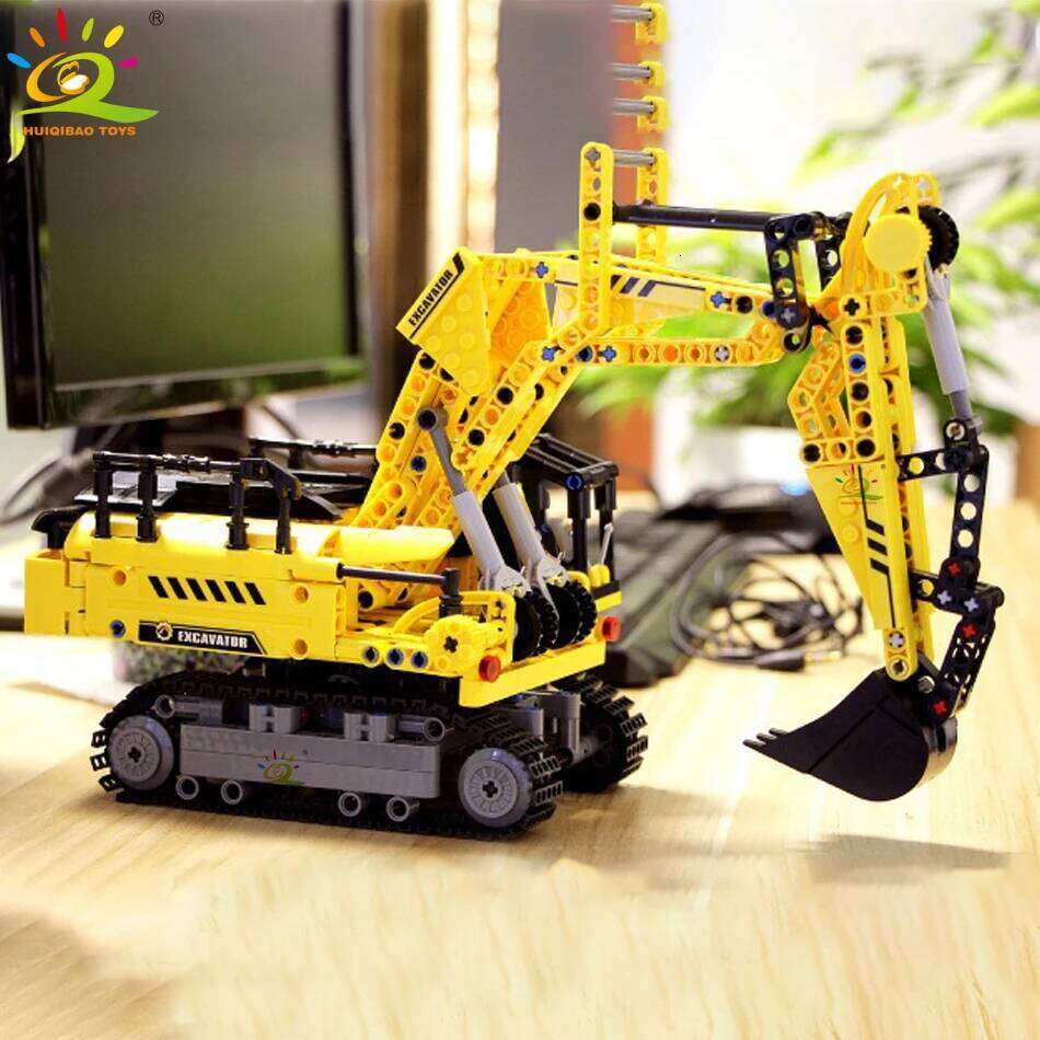 HUIQIBAO 841PCS MOC Engineering Excavator Truck Building Blocks Vehicle Car Bricks City Construction Toys For Children Boys Z260306