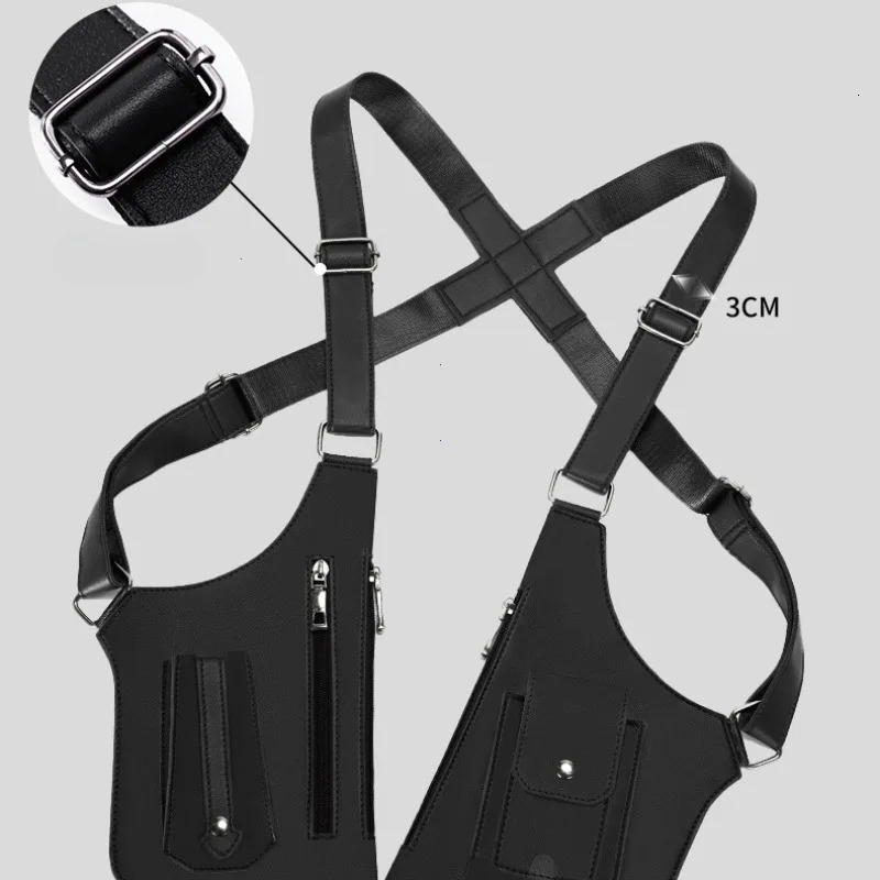 Mens Tactical Vest Bag High Quality PU Leather Man Chest Bag Phone Pouch Vintage Underarm Back Pack Bags 260305