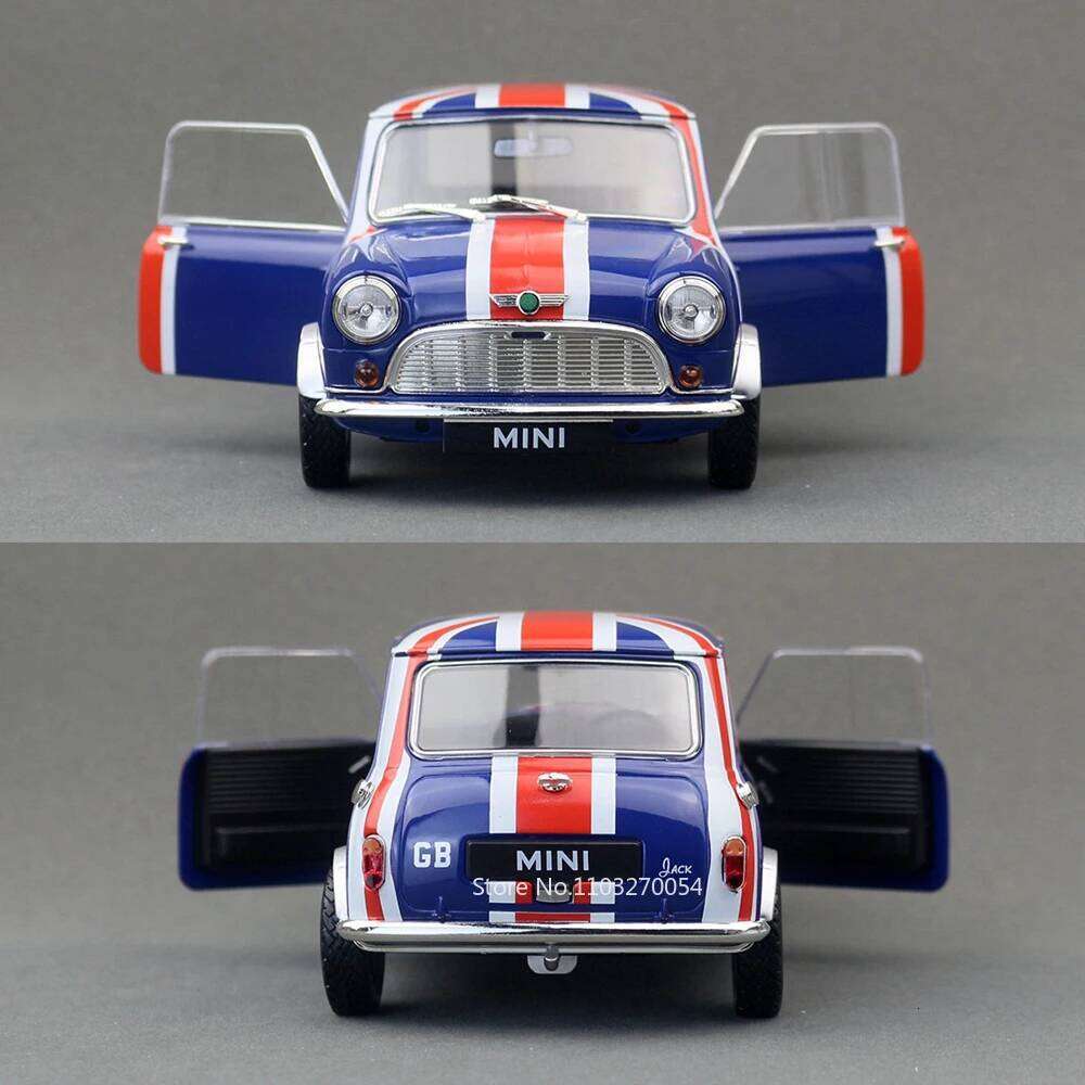 1:18 MINI Cooper Off Road Racing No. 177 Alloy Model Toys Diecast Car Doors Opened Rubber Tire Vehices Collectible Ornaments C260305