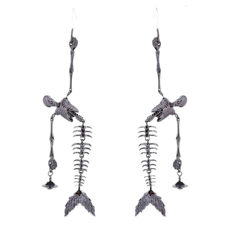 Necklace Bracelet Earrings Queen Mother Mermaid Skeleton Saturn Necklace Bracelet Earrings For Women Vintage Punk Style Collarbone Chain