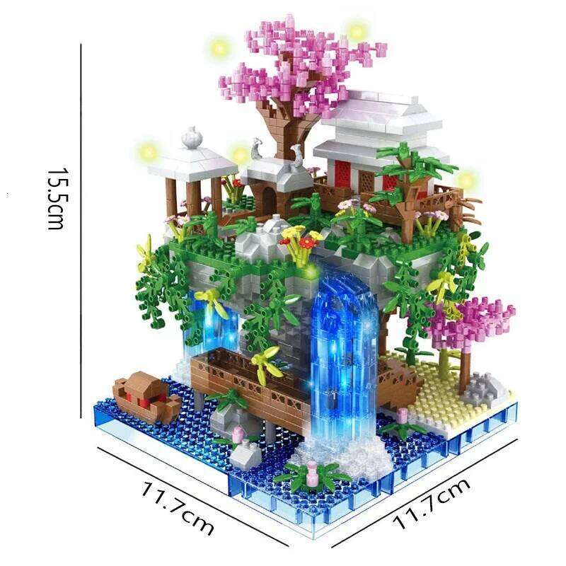Ancient Architecture Peach Blossom Pond Castle Girl Model Building Block Assembly High difficulty Children's Toy Z260305
