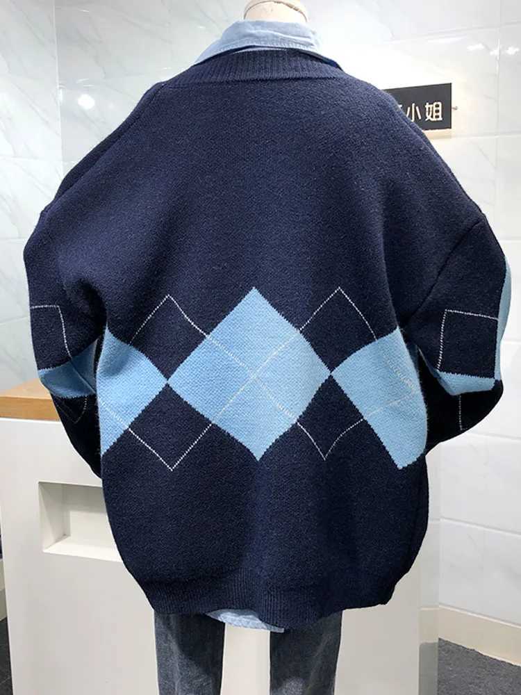 Winter Women Long Sleeve Geometric Cardigant Sweater Autumn Casual Loose Botton Knitted Coat Elegant Casual CloTHes M260306