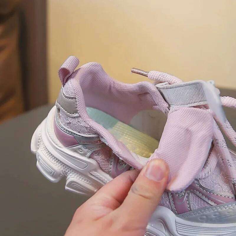 Trend Fashion Sport For Children PU Leather Mesh Breathable Teenager Kid's Sneakers Anti-slippery Running Shoes Boys Girls 26Y0304