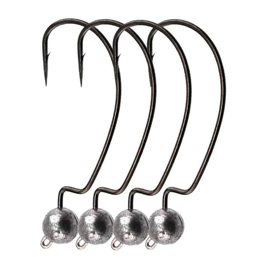 5Pcs 3.5g 5g 7g 10g 14g Fishing jig with offset ,Round head ,high carbon steel narrow belly fishing hook S260305